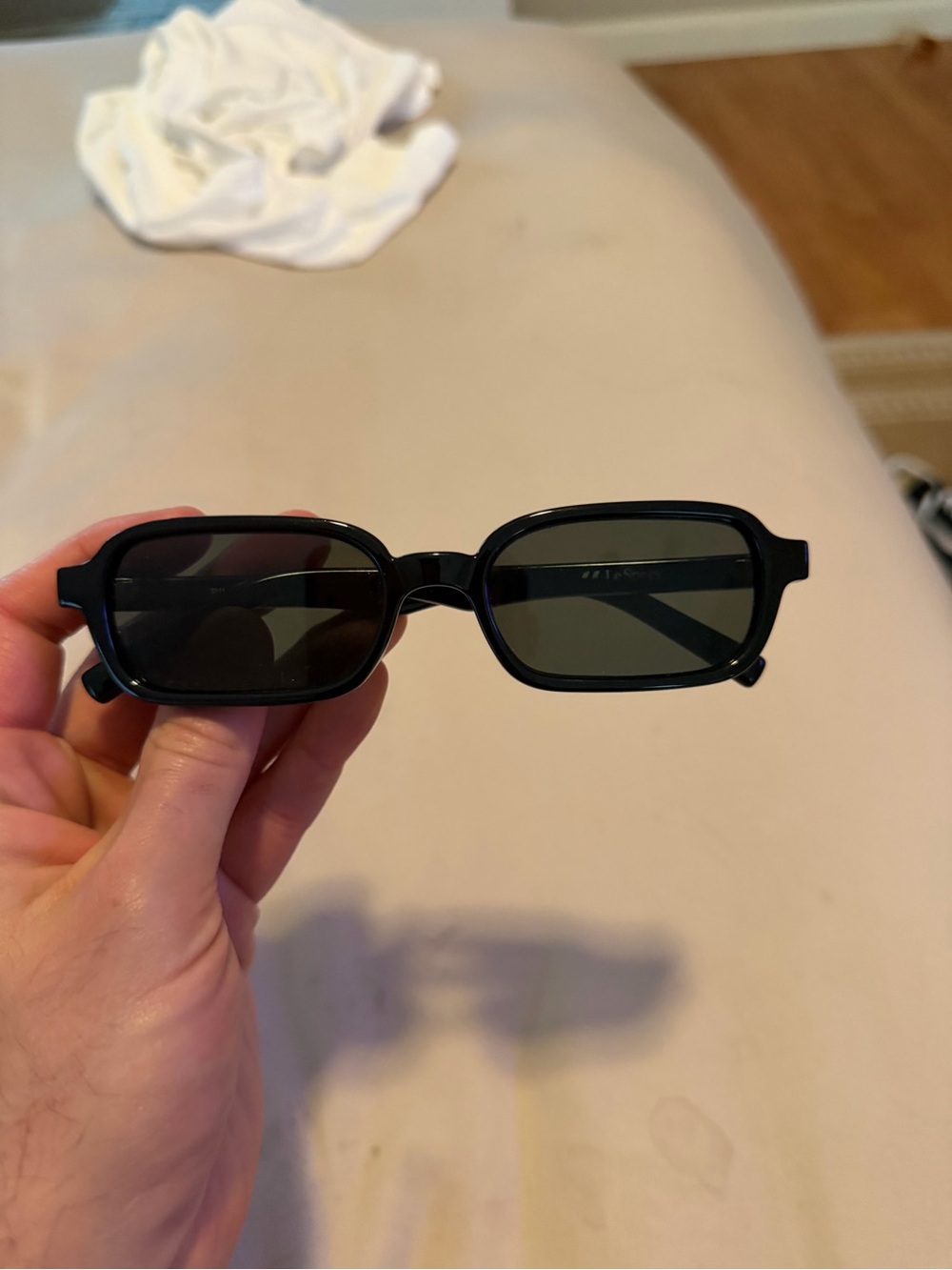 Le Specs Black Rectangular Sunglasses with Dark Lenses
